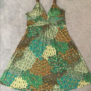 Sundress, halter style, with wooden bead detail. Size medium.